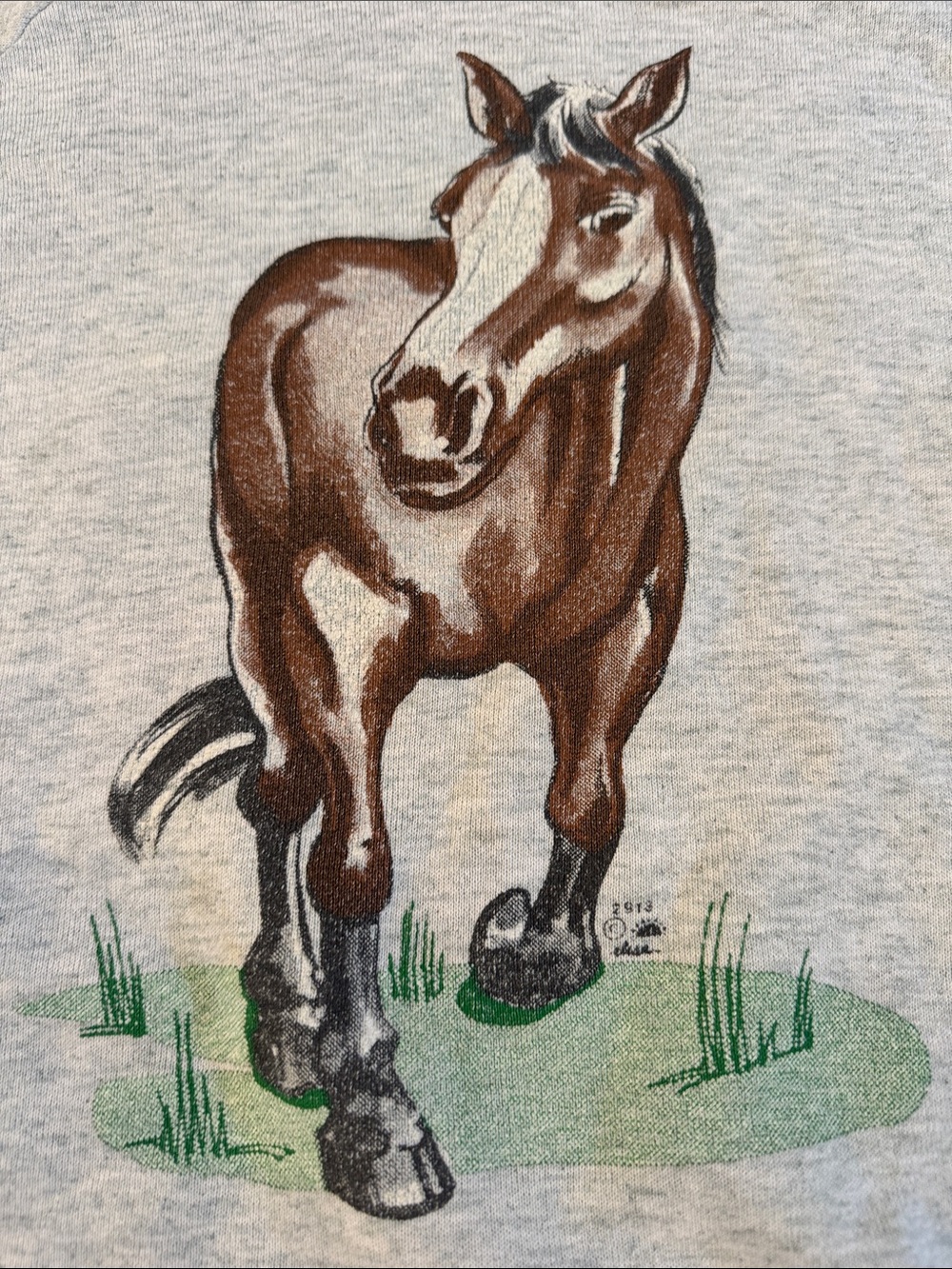 Vintage-AOP Crewneck sweatshirt painted graphic-brown horse-Front Back-XL-Nature - Picture 2 of 8